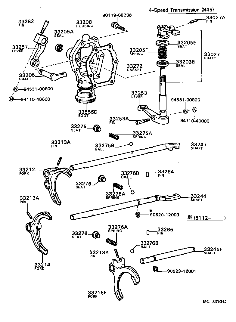 33242-30010 SHAFT, 1ST & REVERSE SHIFT FORK product image