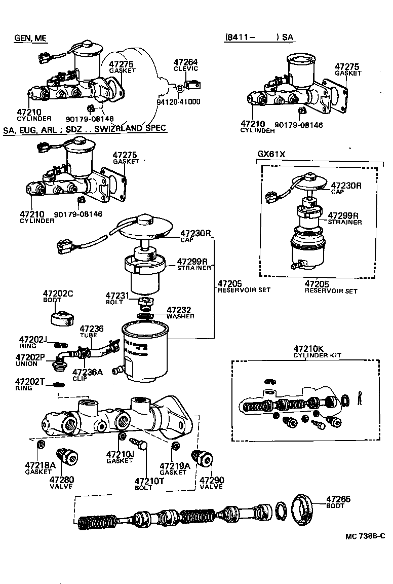 47201-22430 CYLINDER ASSY, MASTER, W/O BOOSTER product image