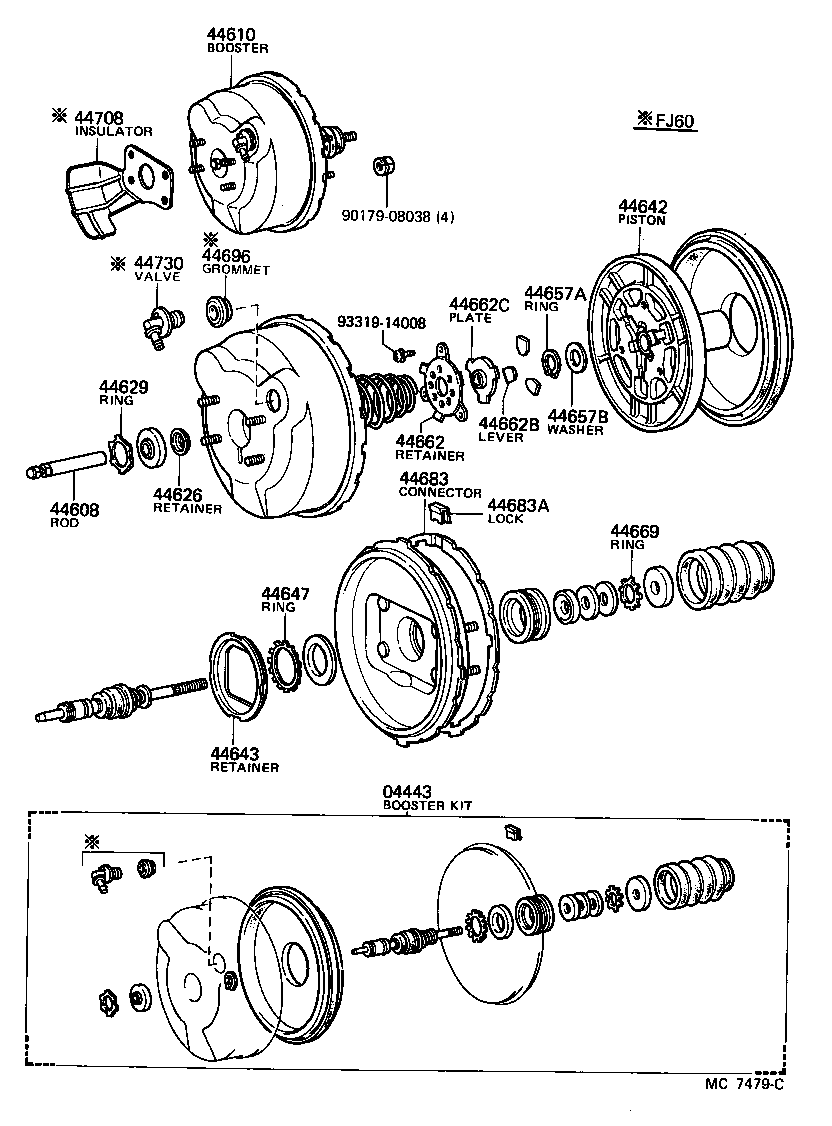 04443-60220 BOOSTER KIT, BRAKE product image