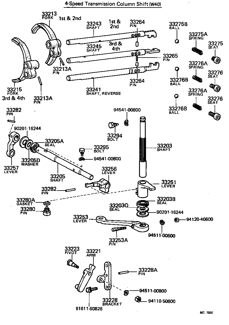 33242-30010 SHAFT, 1ST & REVERSE SHIFT FORK product image