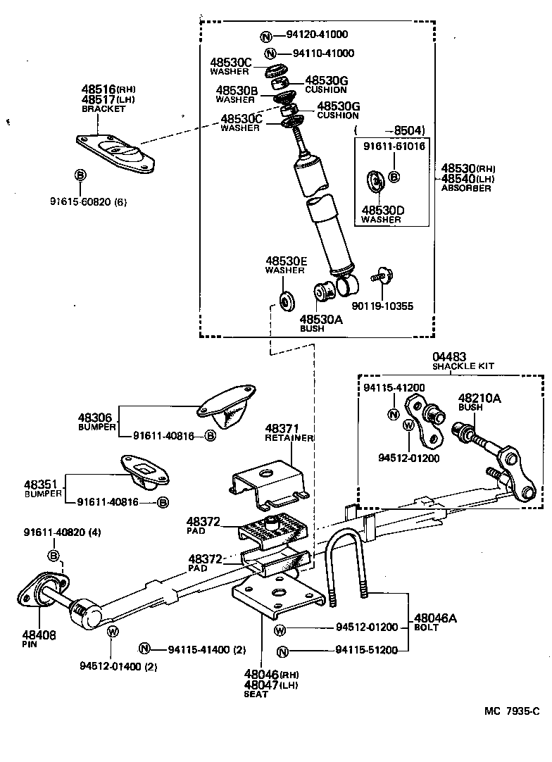 48247-15070 BOLT, REAR SPRING, CENTER product image