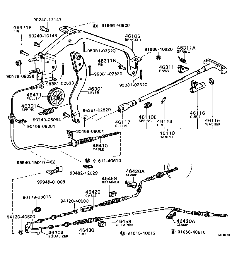 46105-20090 BRACKET SUB-ASSY, PARKING BRAKE PLANGER OR PEDAL product image
