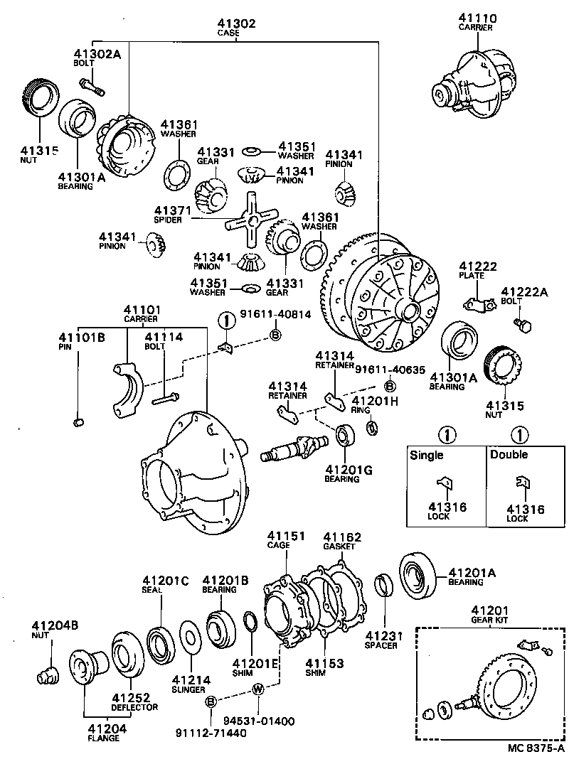 41110-36520 CARRIER ASSY, DIFFERENTIAL, REAR product image