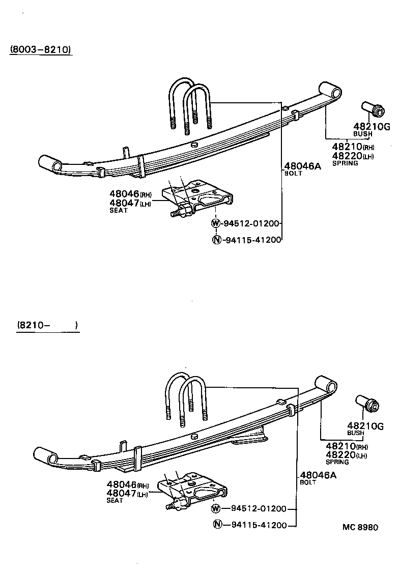 48046-87601 SEAT SUB-ASSY, SPRING U BOLT, RH product image