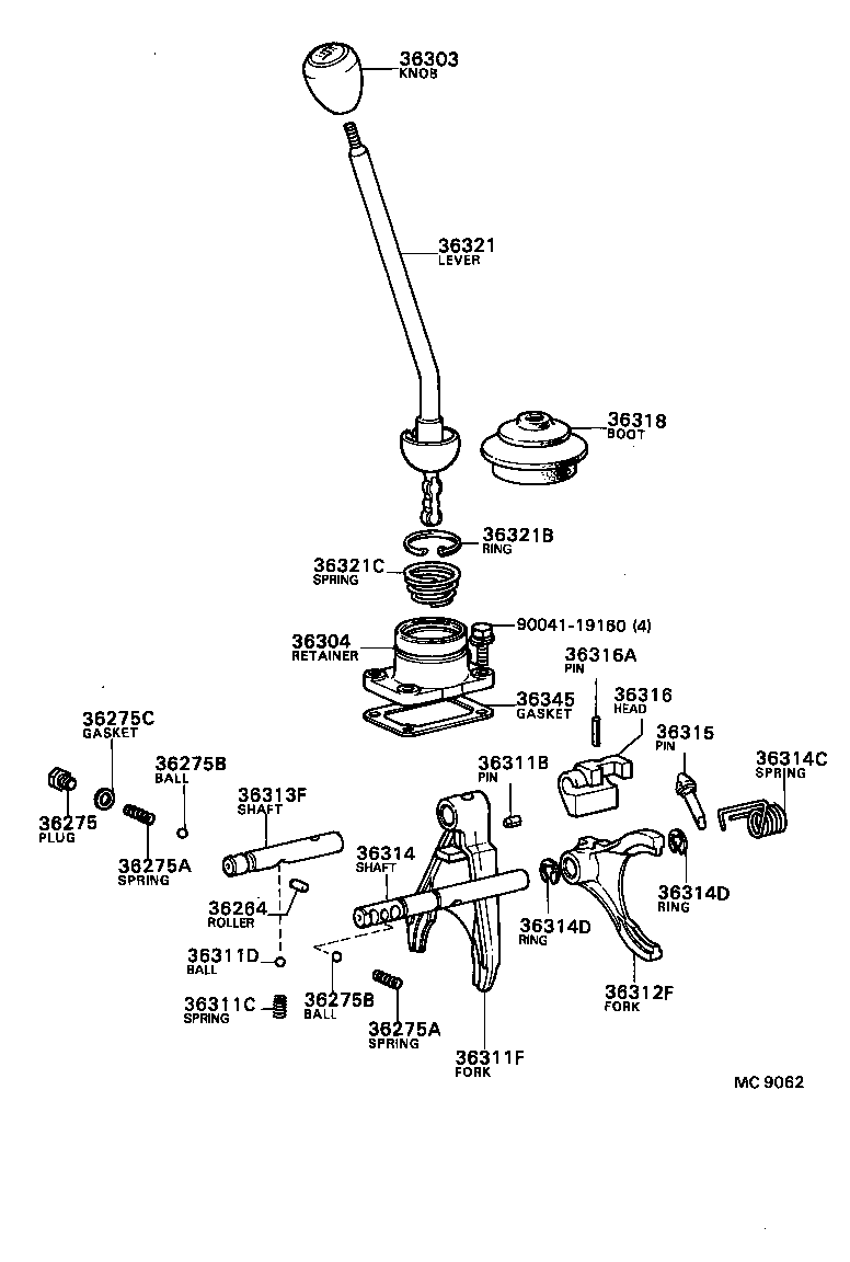 36314-87605 SHAFT, TRANSFER HIGH AND LOW SHIFT FORK product image