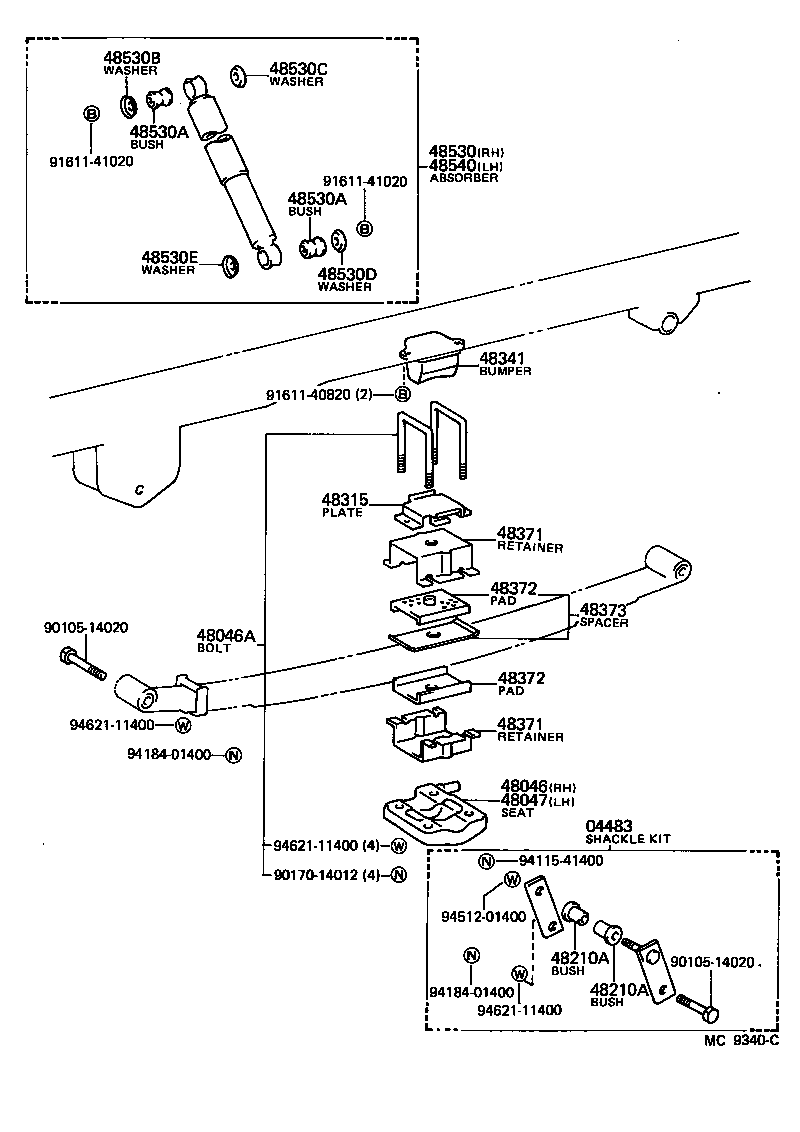 04483-26070 SHACKLE KIT, REAR SPRING product image