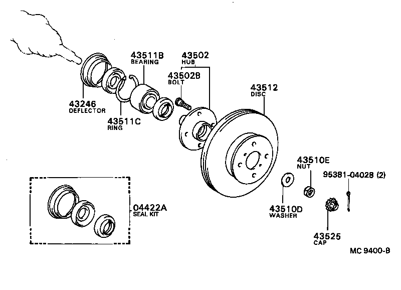 43502-20030 HUB SUB-ASSY, FRONT AXLE product image
