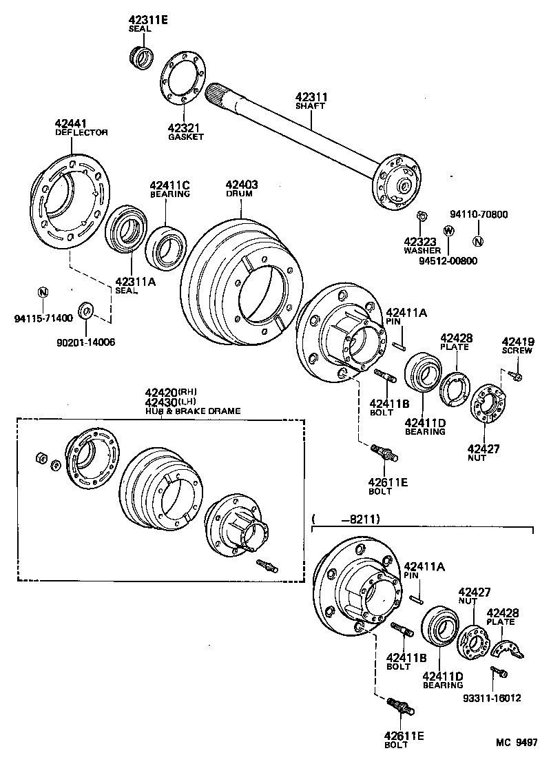 42311-25040 SHAFT, REAR AXLE product image