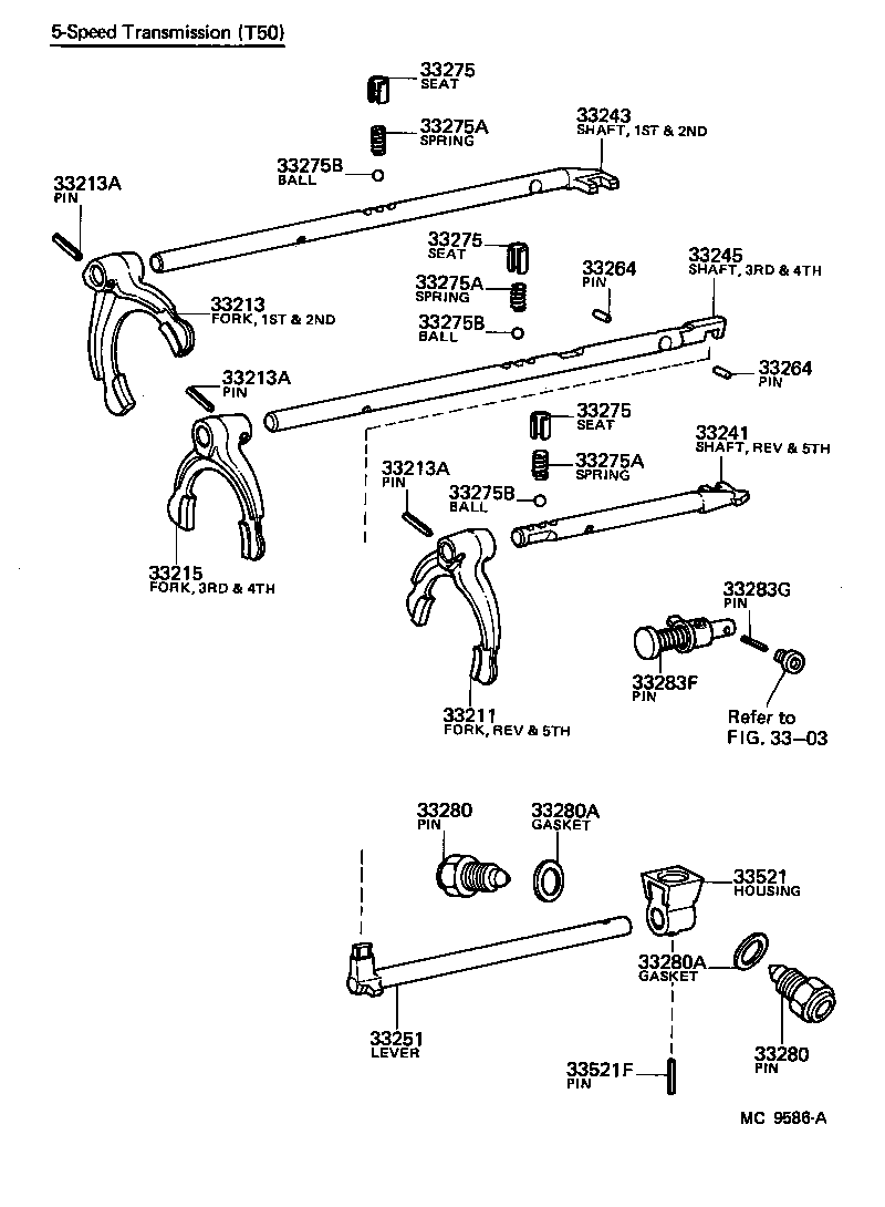 33242-14030 SHAFT, 1ST & 2ND SHIFT FORK product image