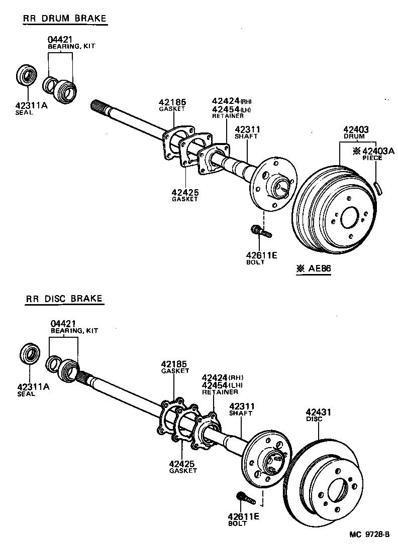 04421-14010 BEARING KIT, REAR AXLE SHAFT product image