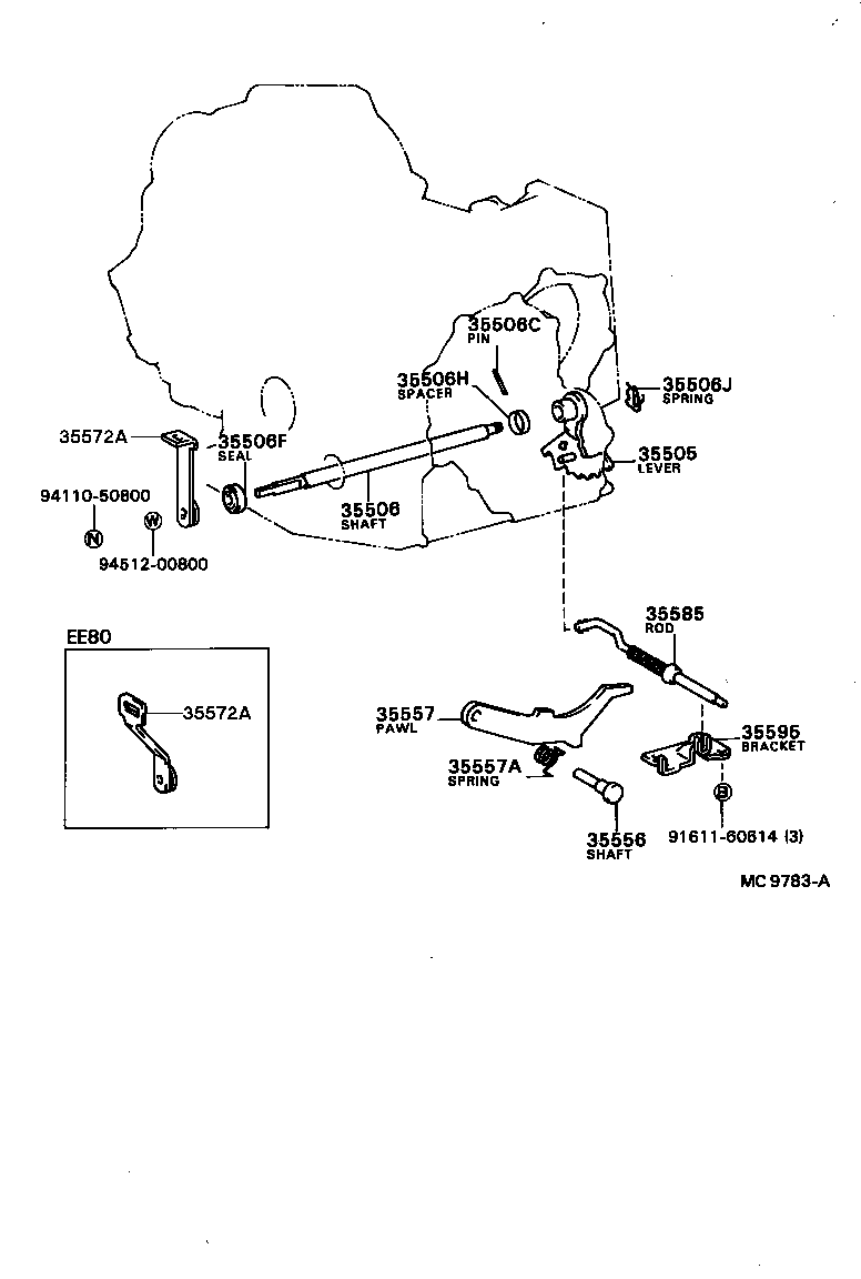 35505-12020 LEVER SUB-ASSY, MANUAL VALVE product image