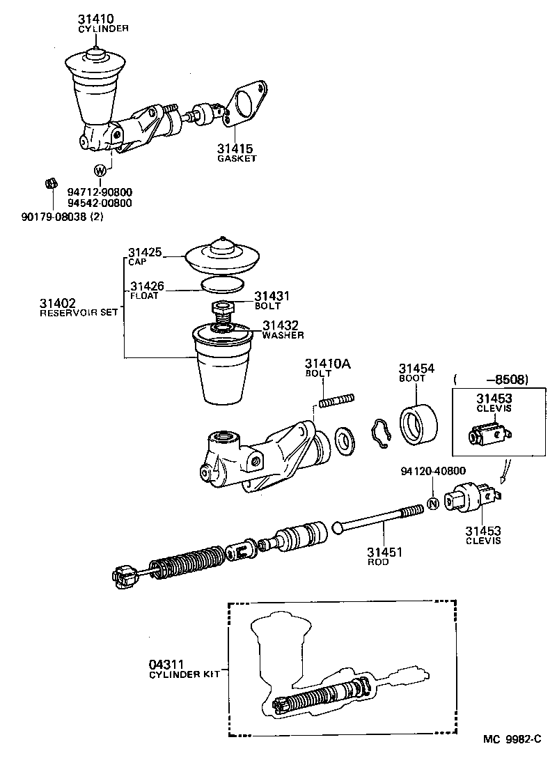 31410-12181 CYLINDER ASSY, CLUTCH MASTER product image