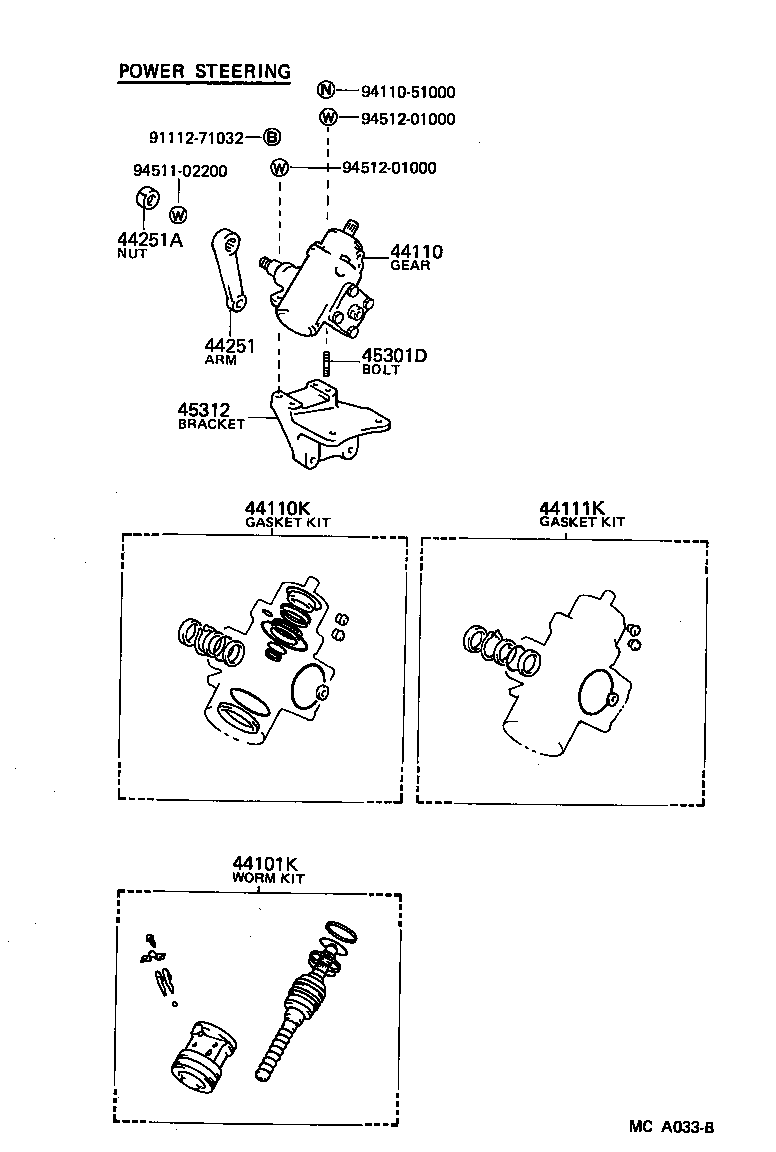 04445-25010 GASKET KIT, POWER STEERING GEAR product image