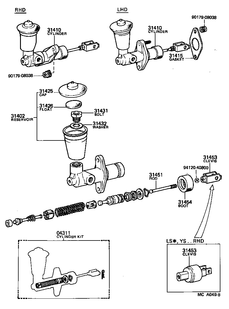 04311-30090 CYLINDER KIT, CLUTCH MASTER product image