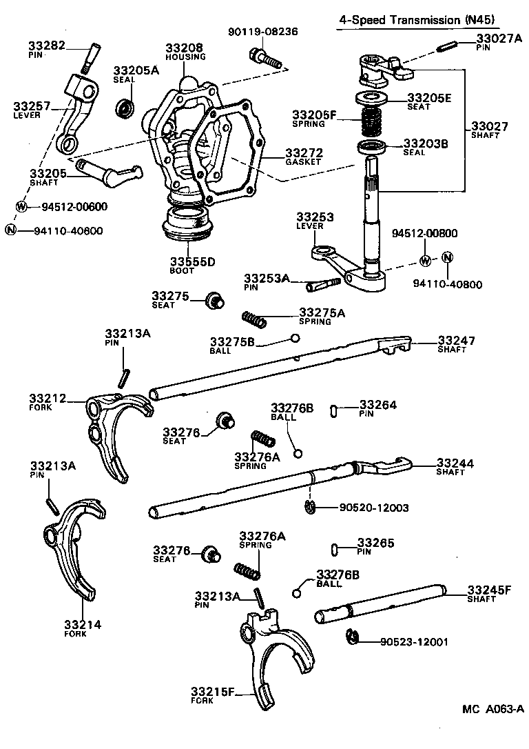 33244-30040 SHAFT, 4TH SHIFT FORK product image