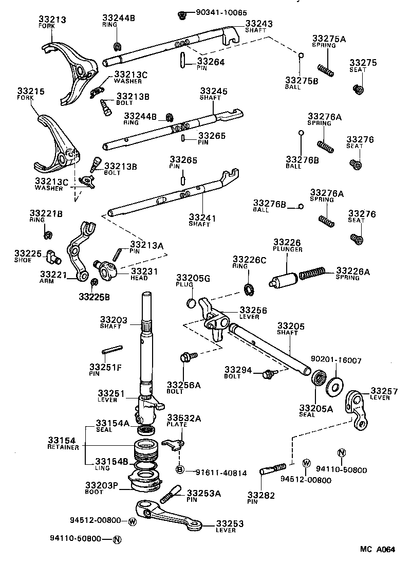 33244-30040 SHAFT, 4TH SHIFT FORK product image