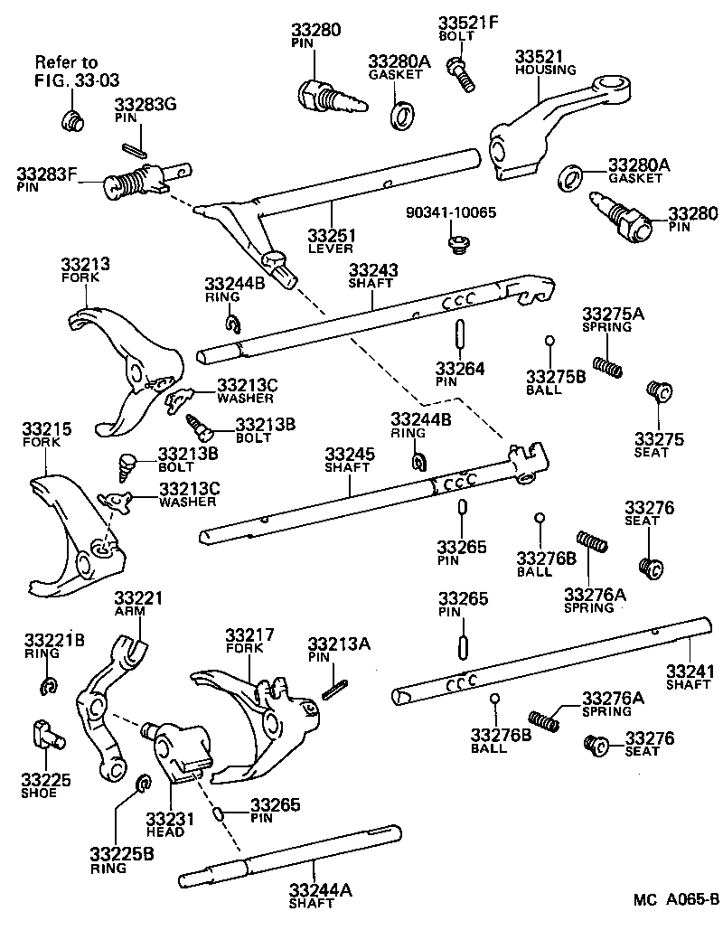 33244-30040 SHAFT, 4TH SHIFT FORK product image