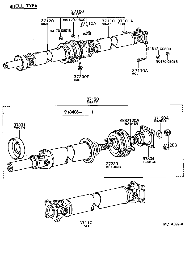 37100-30150 SHAFT ASSY, PROPELLER W/CENTER BEARING product image
