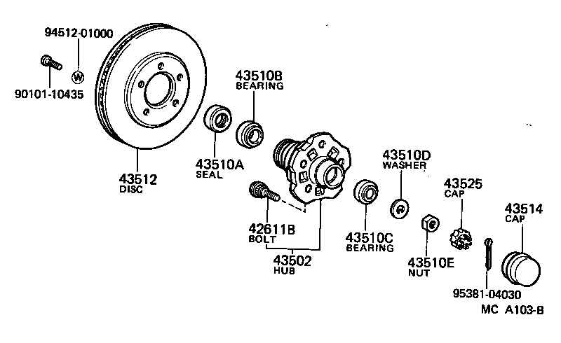 43502-30020 HUB SUB-ASSY, FRONT AXLE product image