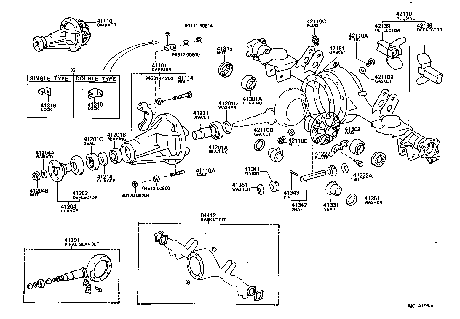 41110-28130 CARRIER ASSY, DIFFERENTIAL, REAR product image