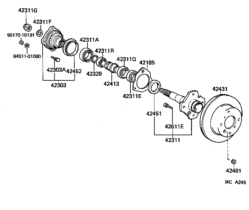 42303-30010 FLANGE SUB-ASSY, REAR AXLE product image