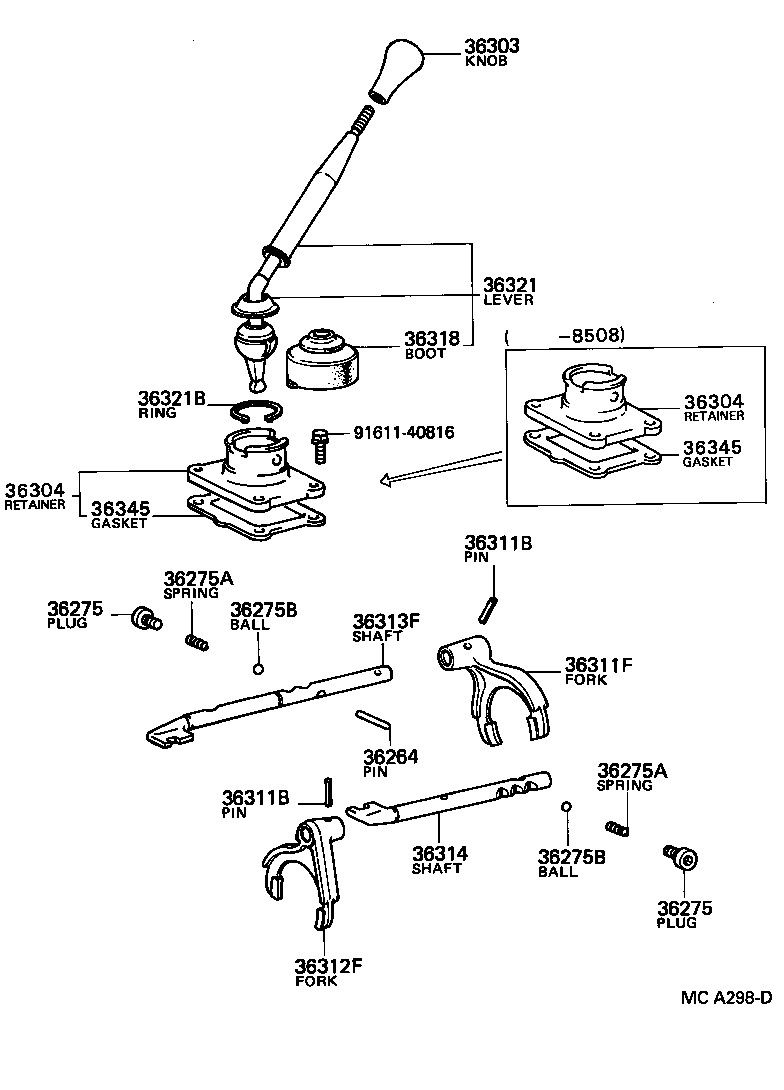 36314-35030 SHAFT, TRANSFER HIGH AND LOW SHIFT FORK product image