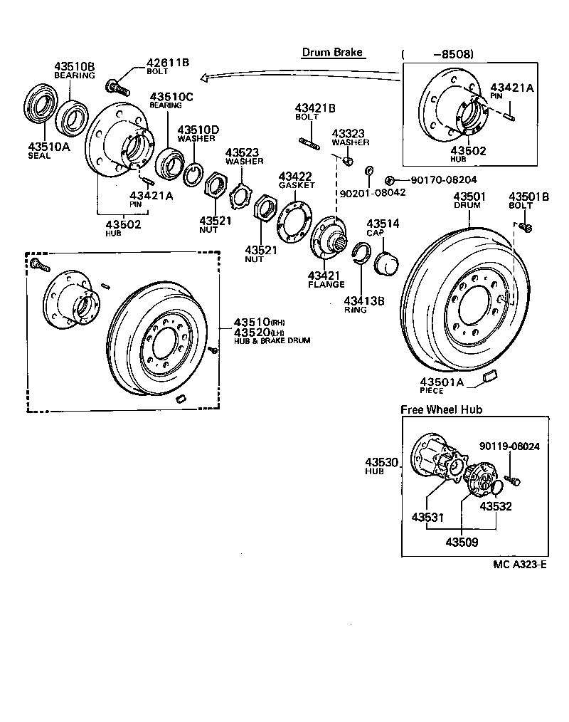 43511-60013 HUB SUB-ASSY, FRONT AXLE product image