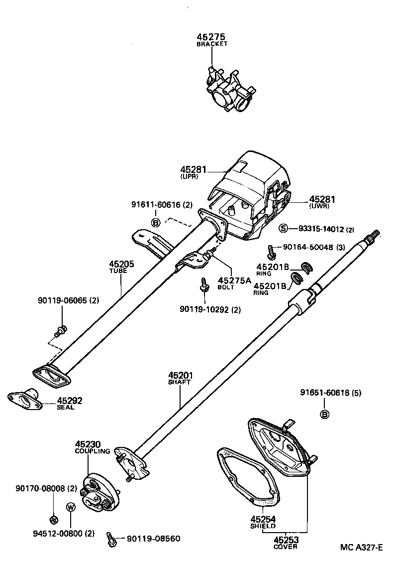 45205-35180 TUBE SUB-ASSY, STEERING COLUMN product image