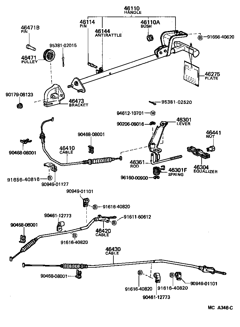 46420-35331 CABLE ASSY, PARKING BRAKE, NO.2 product image