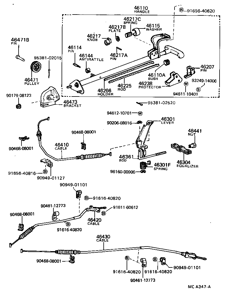46110-35170 HANDLE ASSY, PARKING BRAKE CONTROL product image