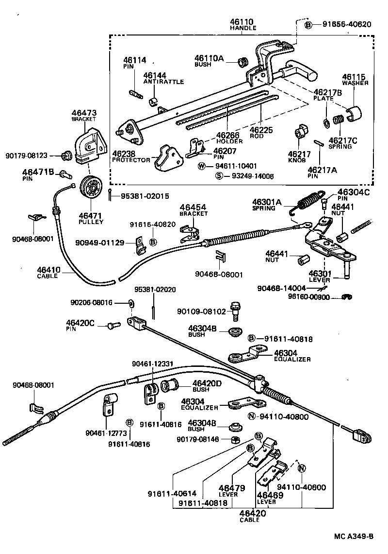 46110-35170 HANDLE ASSY, PARKING BRAKE CONTROL product image