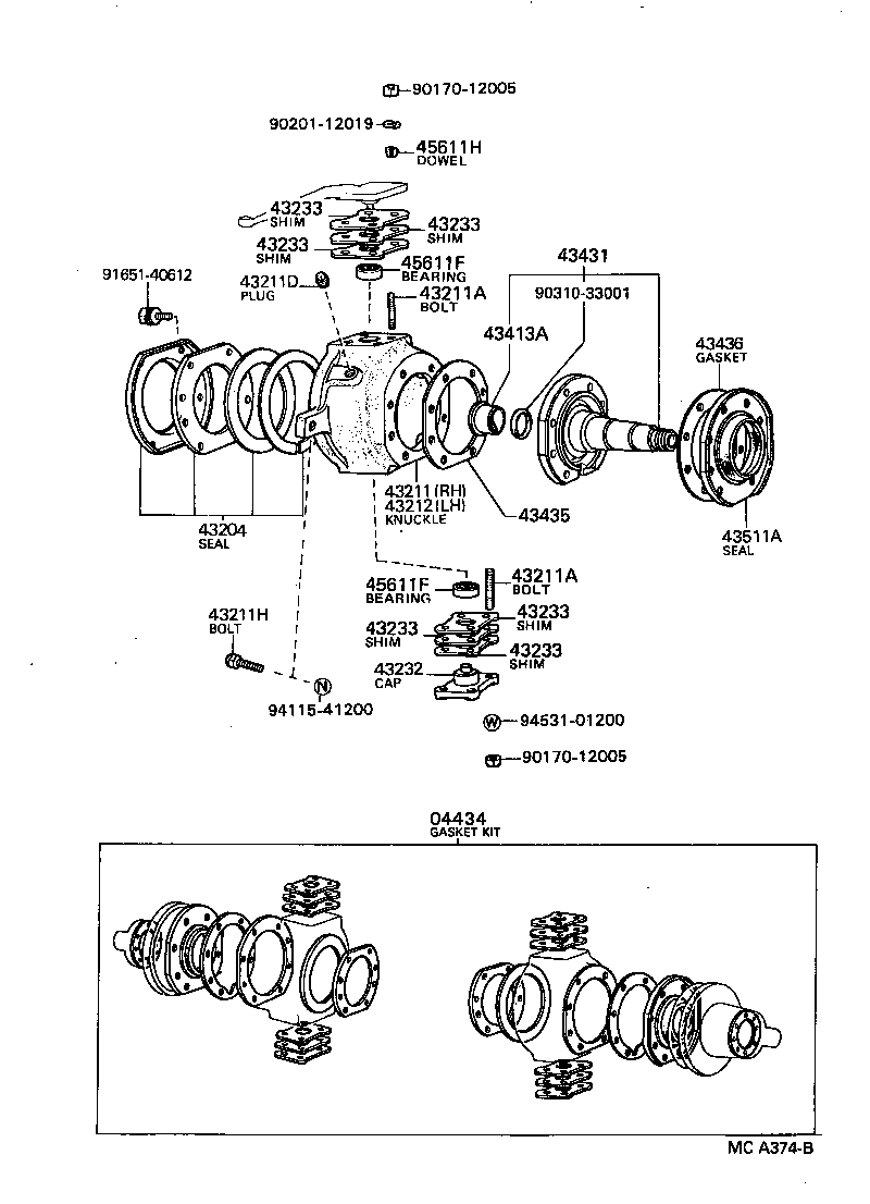 04485-35040 SHAFT KIT, UPPER SUSPENSION ARM product image