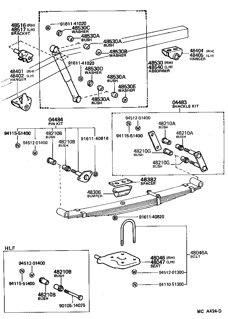48414-35180 BRACKET SUB-ASSY, REAR SPRING, FRONT RH product image