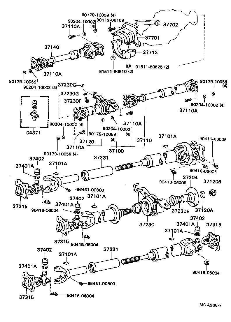 37100-35170 SHAFT ASSY, PROPELLER W/CENTER BEARING product image