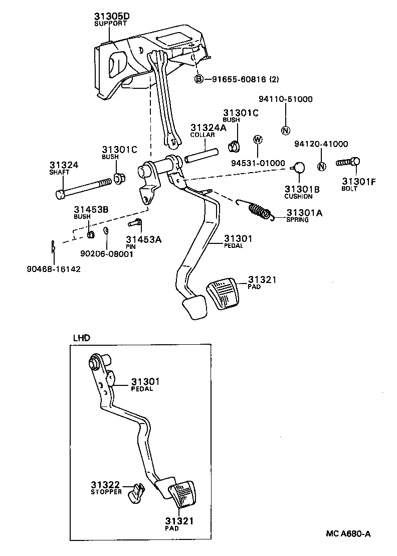 31301-20170 PEDAL SUB-ASSY, CLUTCH product image