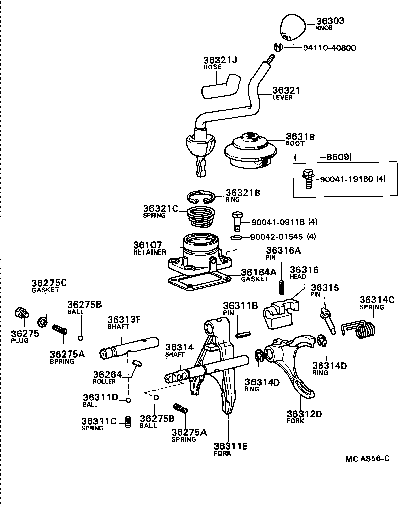 36314-87607 SHAFT, TRANSFER HIGH AND LOW SHIFT FORK product image