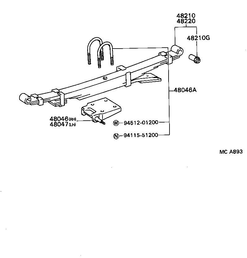48405-87604 BRACKET SUB-ASSY, REAR SPRING, REAR RH product image