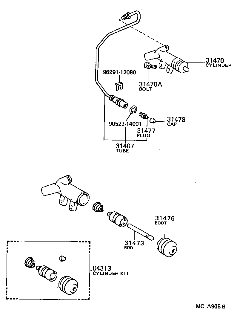 31470-17020 CYLINDER ASSY, CLUTCH RELEASE product image