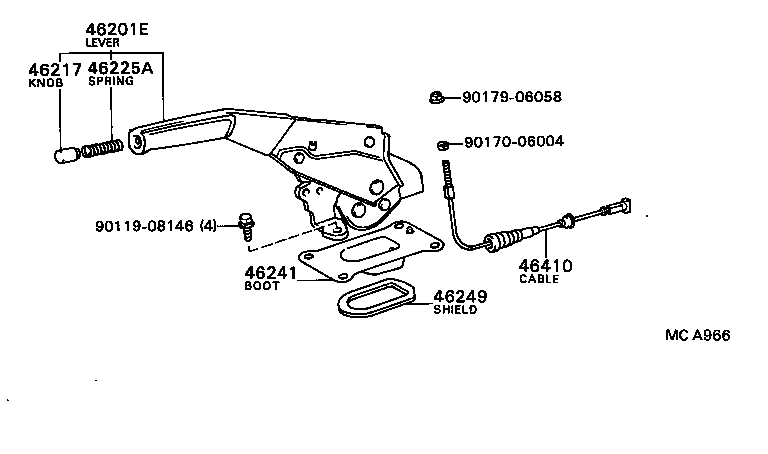46261-32010 LEVER, PARKING BRAKE RELEASE INTERMEDIATE product image