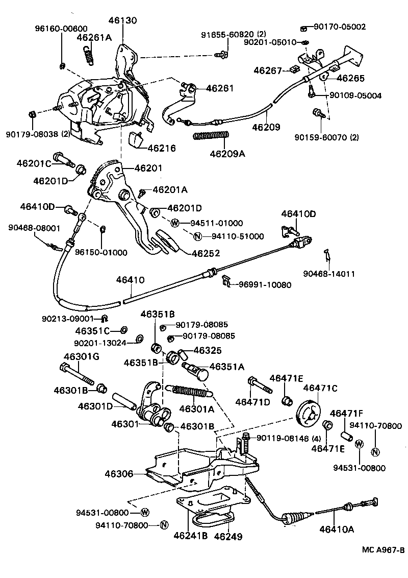 46261-32010 LEVER, PARKING BRAKE RELEASE INTERMEDIATE product image