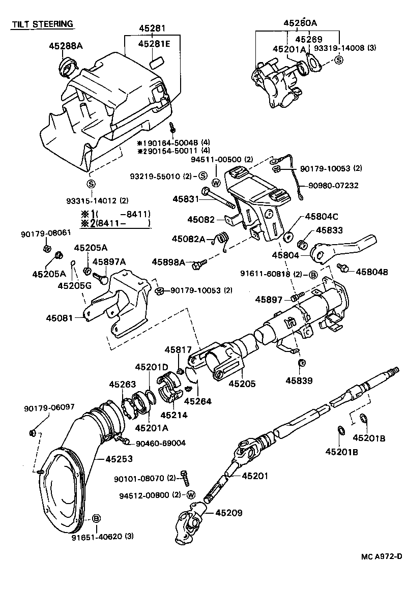 45081-32050 SUPPORT SUB-ASSY, TILT STEERING product image