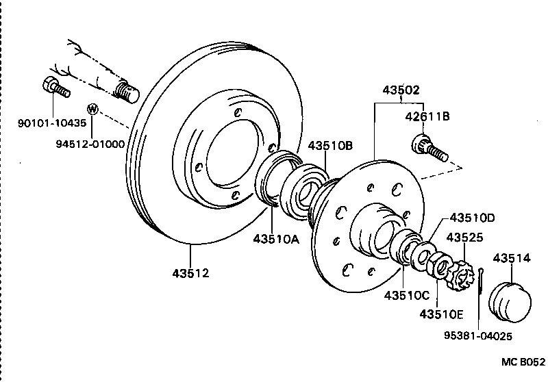 43502-22040 HUB SUB-ASSY, FRONT AXLE product image