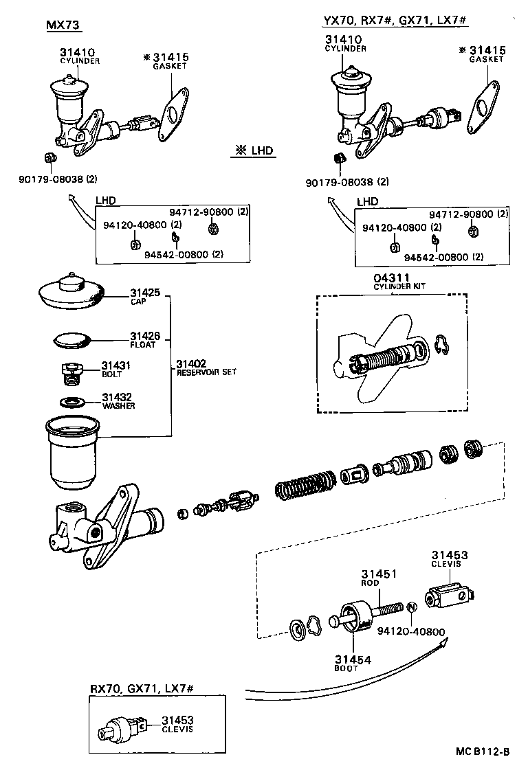 31410-22111 CYLINDER ASSY, CLUTCH MASTER product image