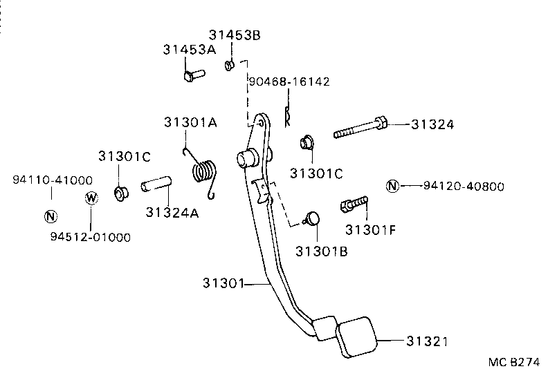 31301-36160 PEDAL SUB-ASSY, CLUTCH product image