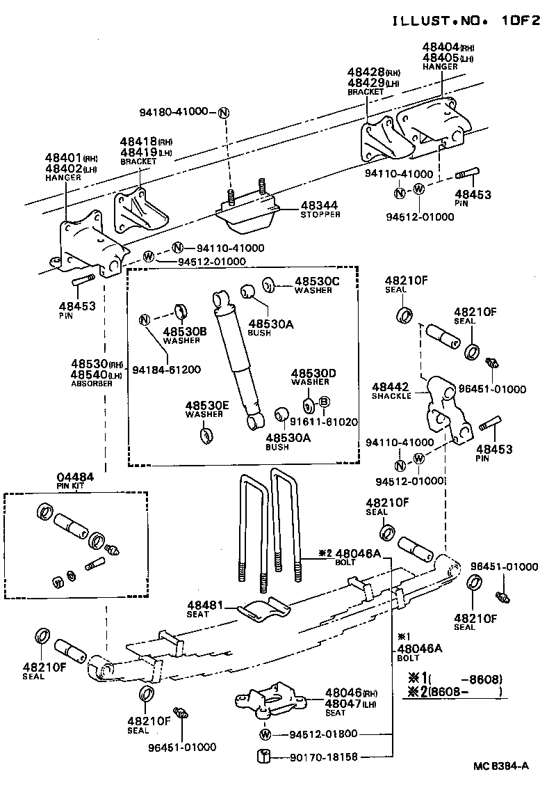 48414-36080 BRACKET SUB-ASSY, REAR SPRING, REAR RH product image