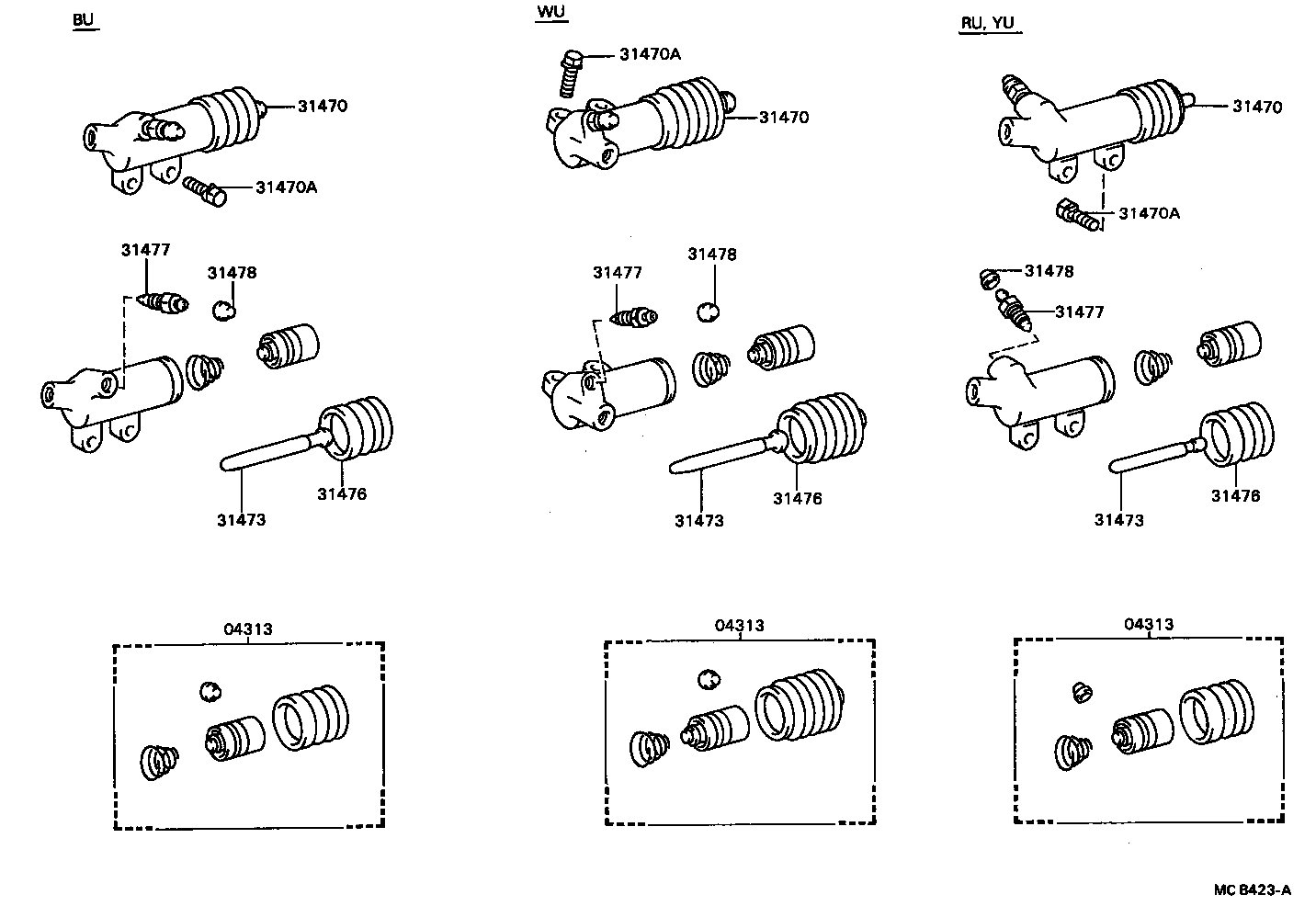 31470-36130 CYLINDER ASSY, CLUTCH RELEASE product image
