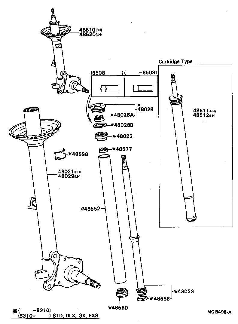 48510-20200 ABSORBER ASSY, SHOCK, FRONT RH product image