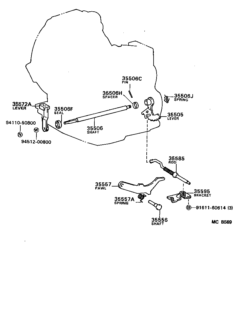 35505-32011 LEVER SUB-ASSY, MANUAL VALVE product image