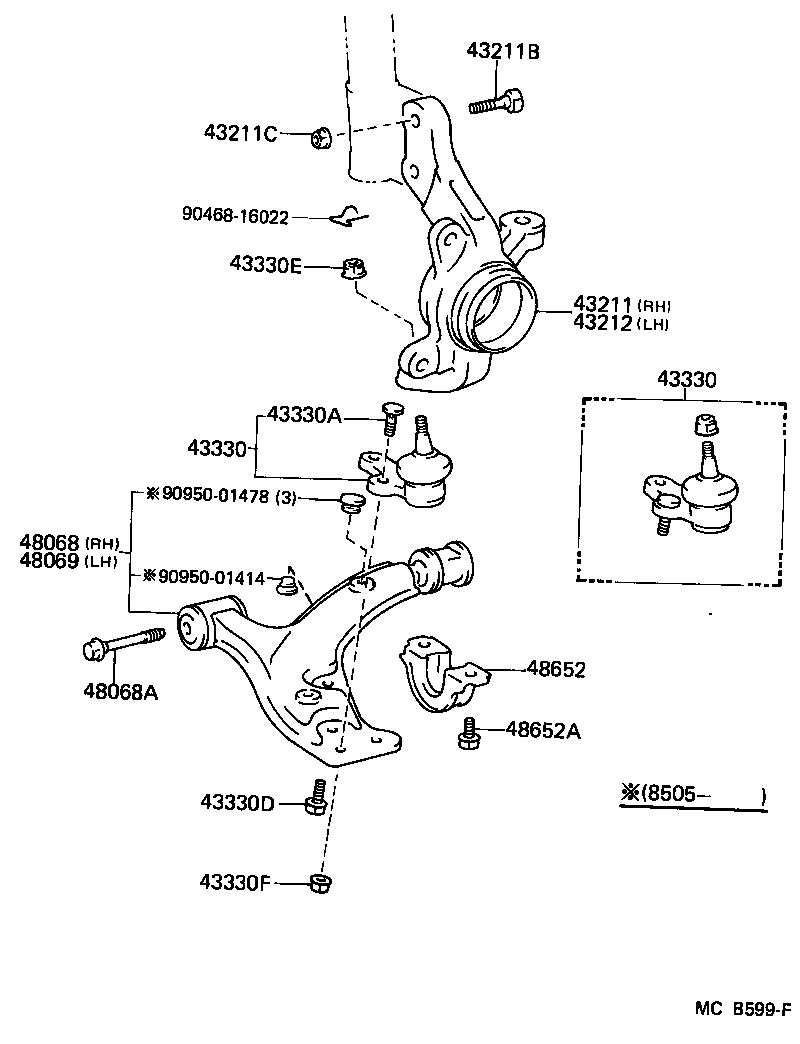 90179-10088 NUT (FOR FRONT LOWER BALL JOINT SETTING) product image