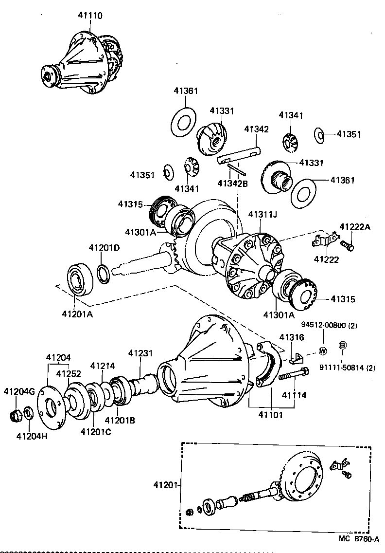 41101-60080 CARRIER SUB-ASSY, DIFFERENTIAL, REAR product image